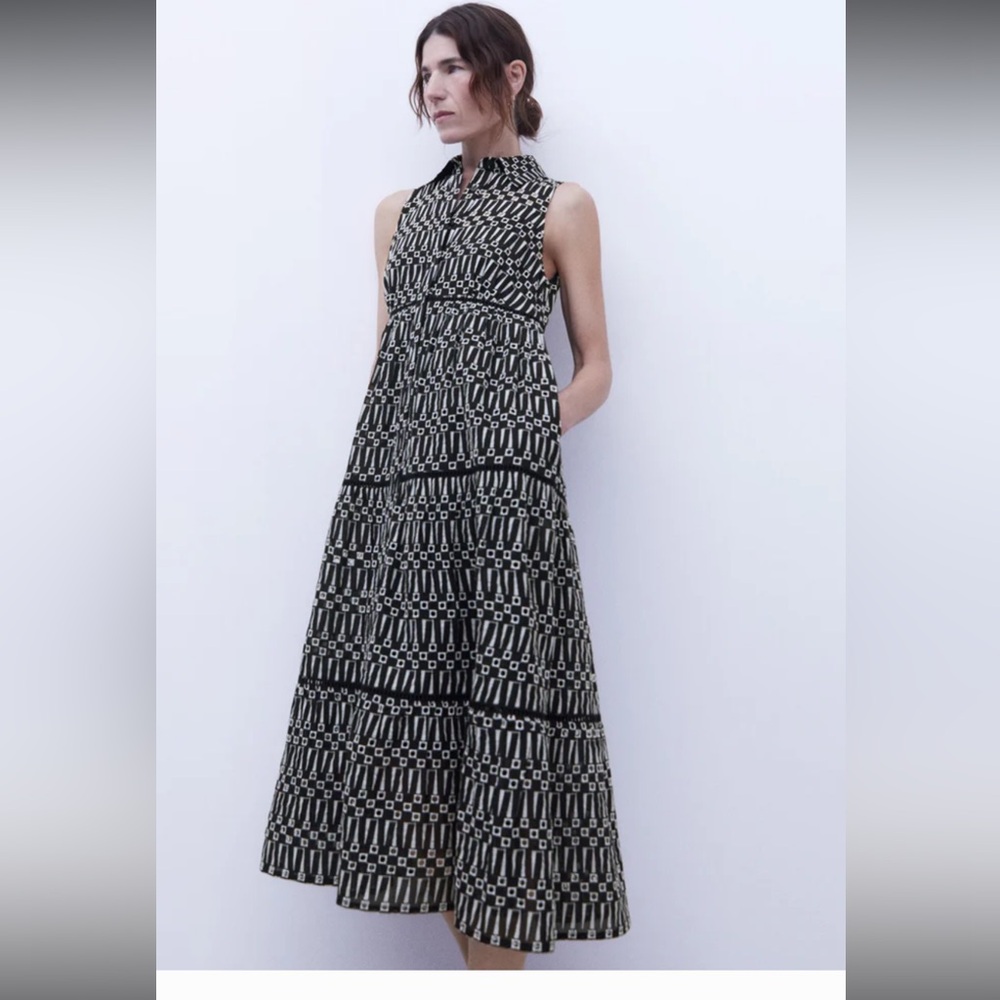 Like new Women’s Adolfo Dominguez button down eyelet shirt dress size 4 - Picture 2 of 11